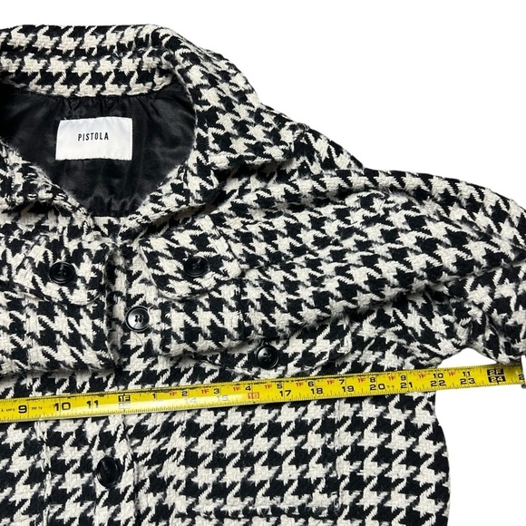 PISTOLA Libby Shirt Jacket in Houndstooth Wool Blend Black White Medium - Picture 7 of 8